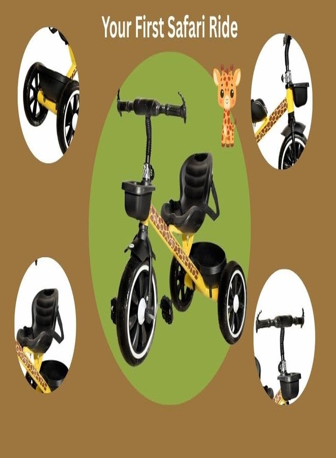 JoyRide JoySafari Kids Tricycle with Parental Handle, Animal-Themed Design, Black and Yellow, Giraffe and Zebra Pattern, 2-5 Years, Outdoor Adventure Ride (GiraffeGlide+ Yellow) - Image 5